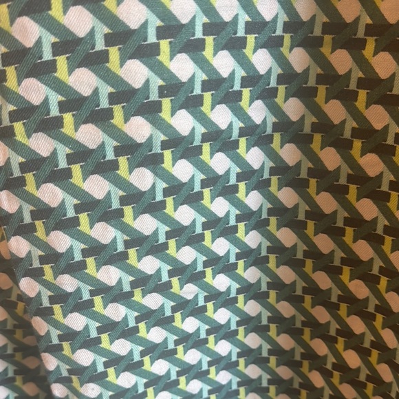 Maeve Green and White Geometric Linen Cropped Pants - Picture 2 of 3